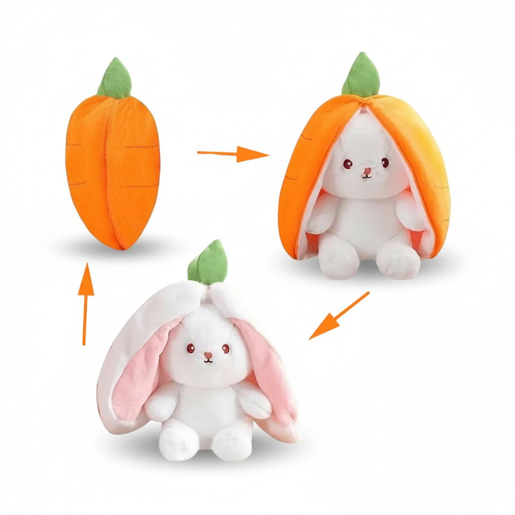 Reversible Strawberry Bunny Plush Toy Soft Polyester Kids Easter Basket Stuffer Gift Birthday Surprise for Girls and Boys