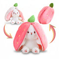 Reversible Strawberry Bunny Plush Toy Soft Polyester Kids Easter Basket Stuffer Gift Birthday Surprise for Girls and Boys